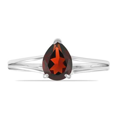 BUY NATURAL GARNET GEMSTONE SINGLE STONE RING IN 925 SILVER